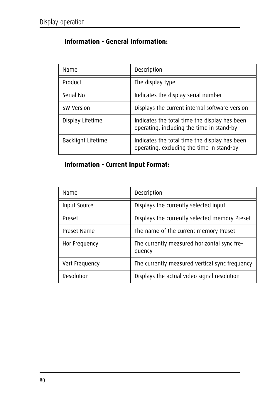 Display operation | Barco E-2320 C (SE) User Manual | Page 80 / 104