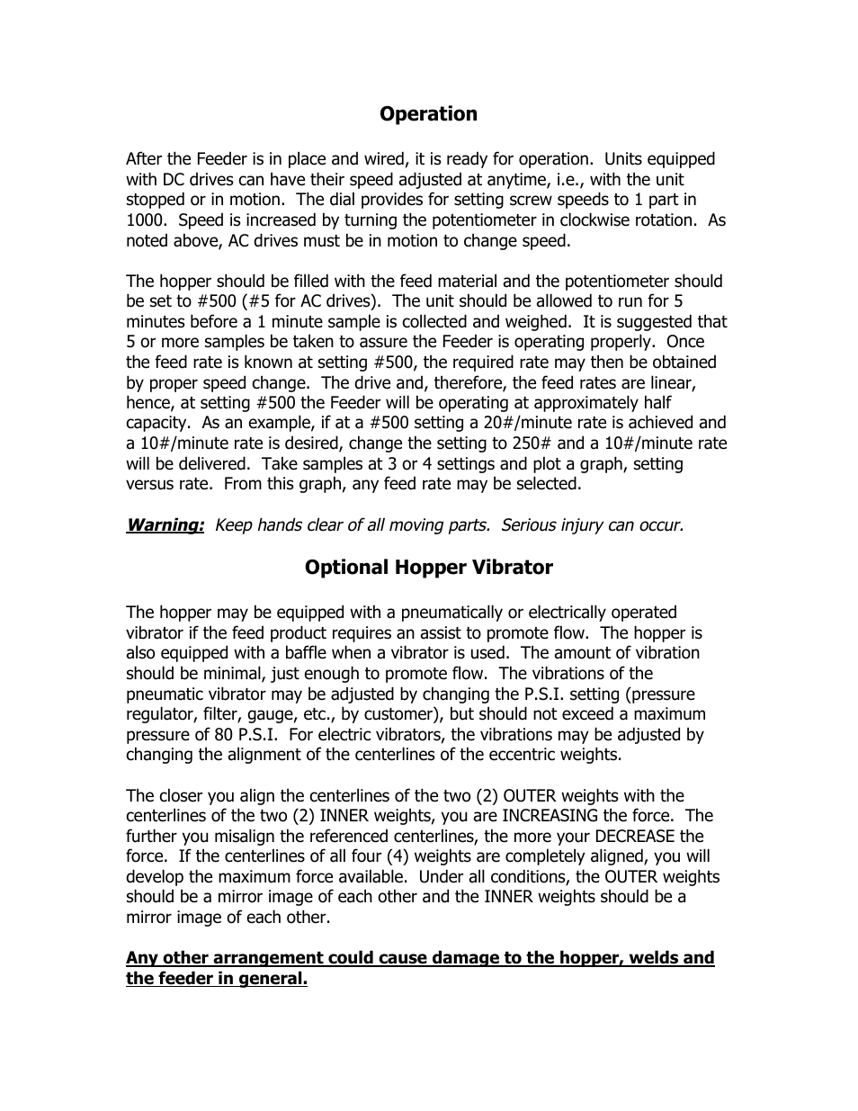 Metalfab Model DBIC (compact) Volumetric Screw Feeder User Manual | Page 2 / 5