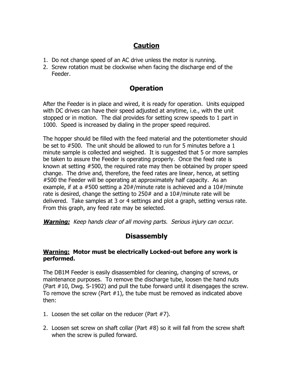 Metalfab Model DBIM (mini) Volumetric Screw Feeder User Manual | Page 2 / 3