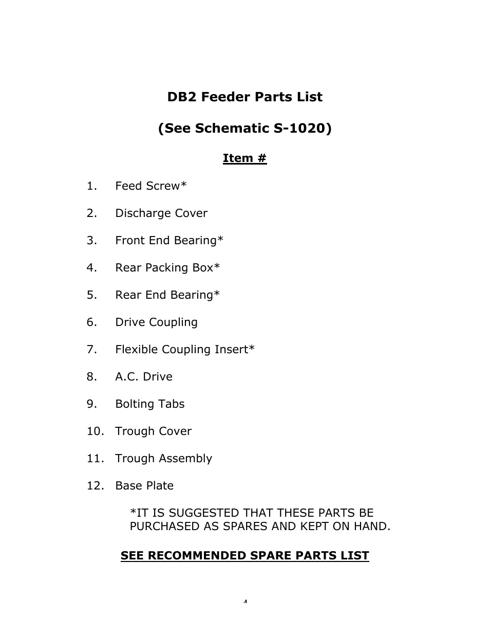 Metalfab Model DB2 Volumetric Screw Feeder User Manual | Page 4 / 4