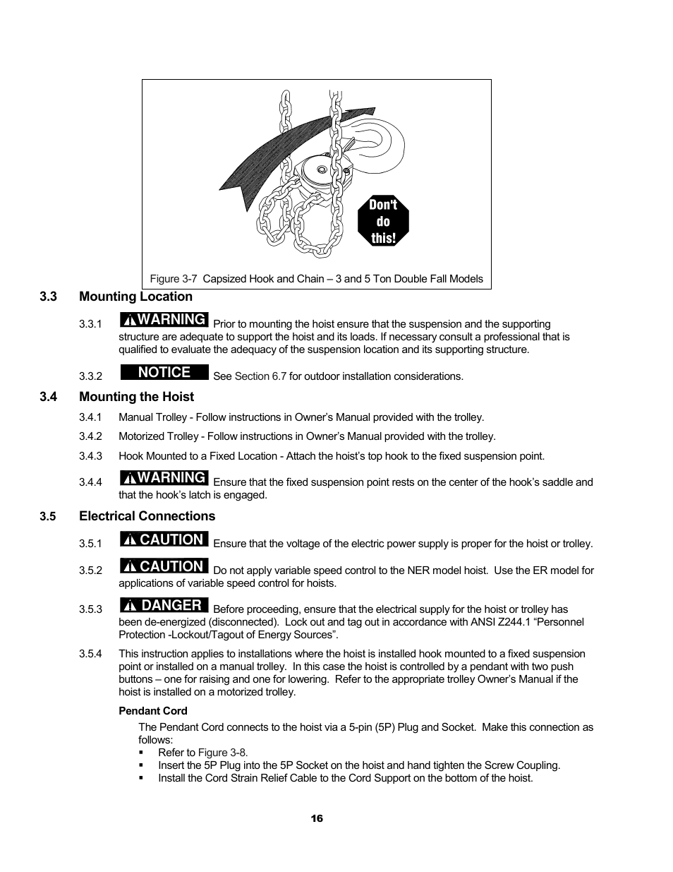 Metalfab Electric Chain Hoist ER and NER Series User Manual | Page 16 / 72