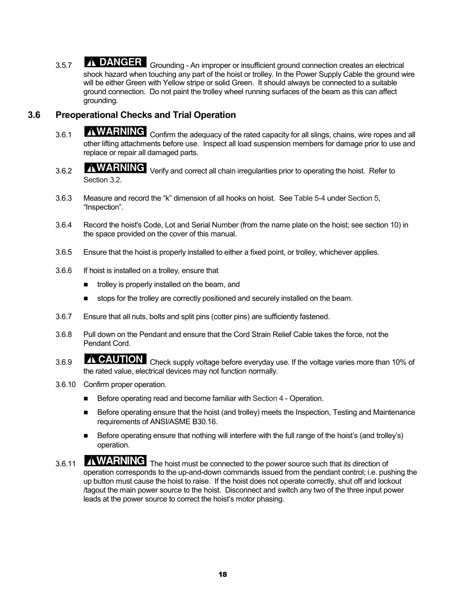 Danger, Warning, Caution | Metalfab Electric Chain Hoist ER and NER Series User Manual | Page 18 / 72