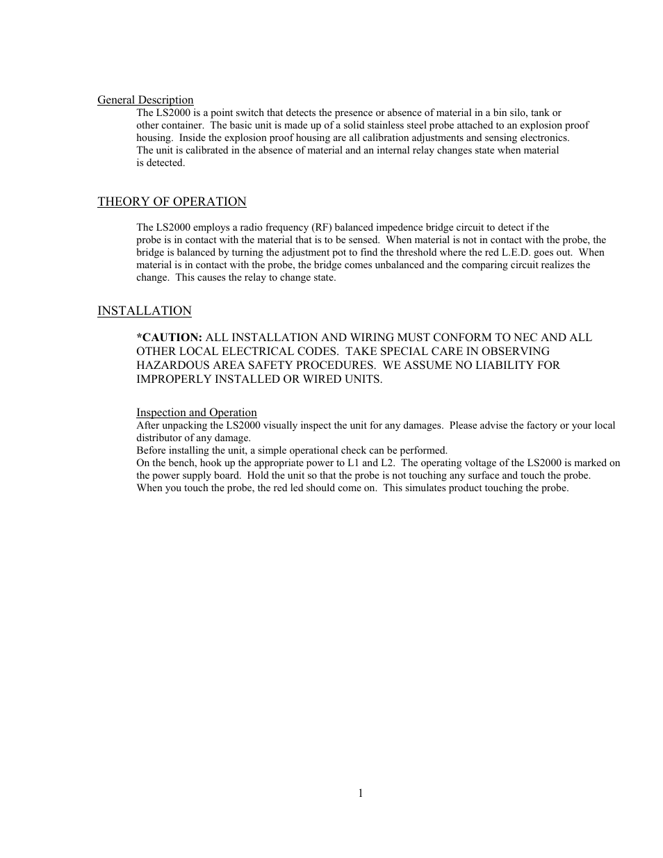 Babbitt LS-2000 Level Switch User Manual | Page 2 / 9