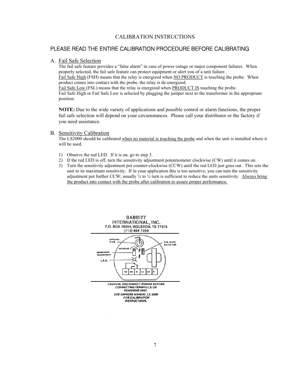 Babbitt LS-2000 Level Switch User Manual | Page 8 / 9