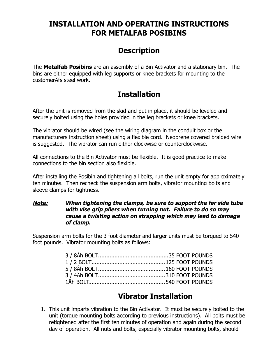 Metalfab Posibins User Manual | 4 pages