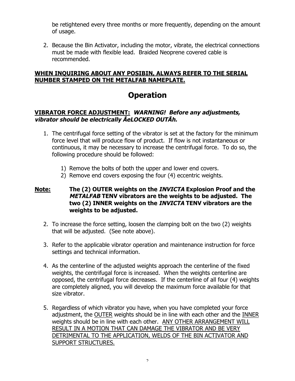 Operation | Metalfab Posibins User Manual | Page 2 / 4