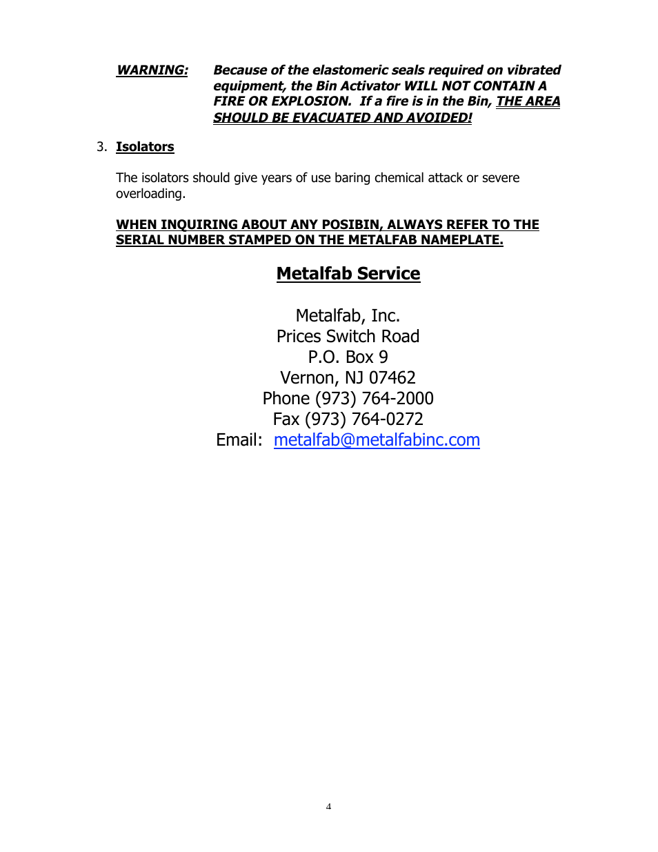 Metalfab Posibins User Manual | Page 4 / 4