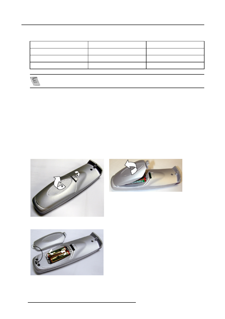 2 battery insertion in the remote control | Barco R9001870 User Manual | Page 16 / 31