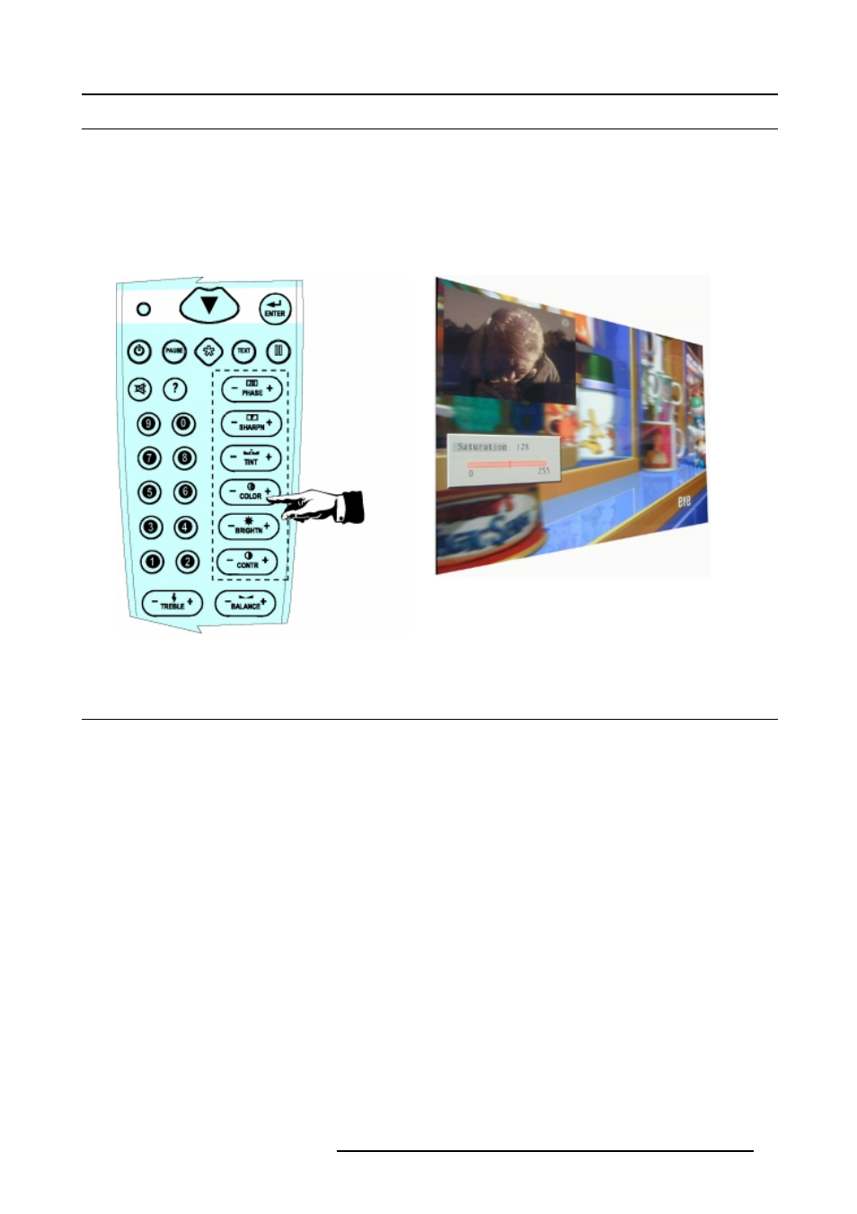 4 color (saturation) control, 5 tint control, 25 6.5 tint control | Barco R9001870 User Manual | Page 29 / 31