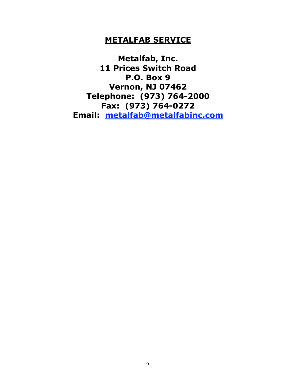 Metalfab Screw Conveyor User Manual | Page 3 / 3