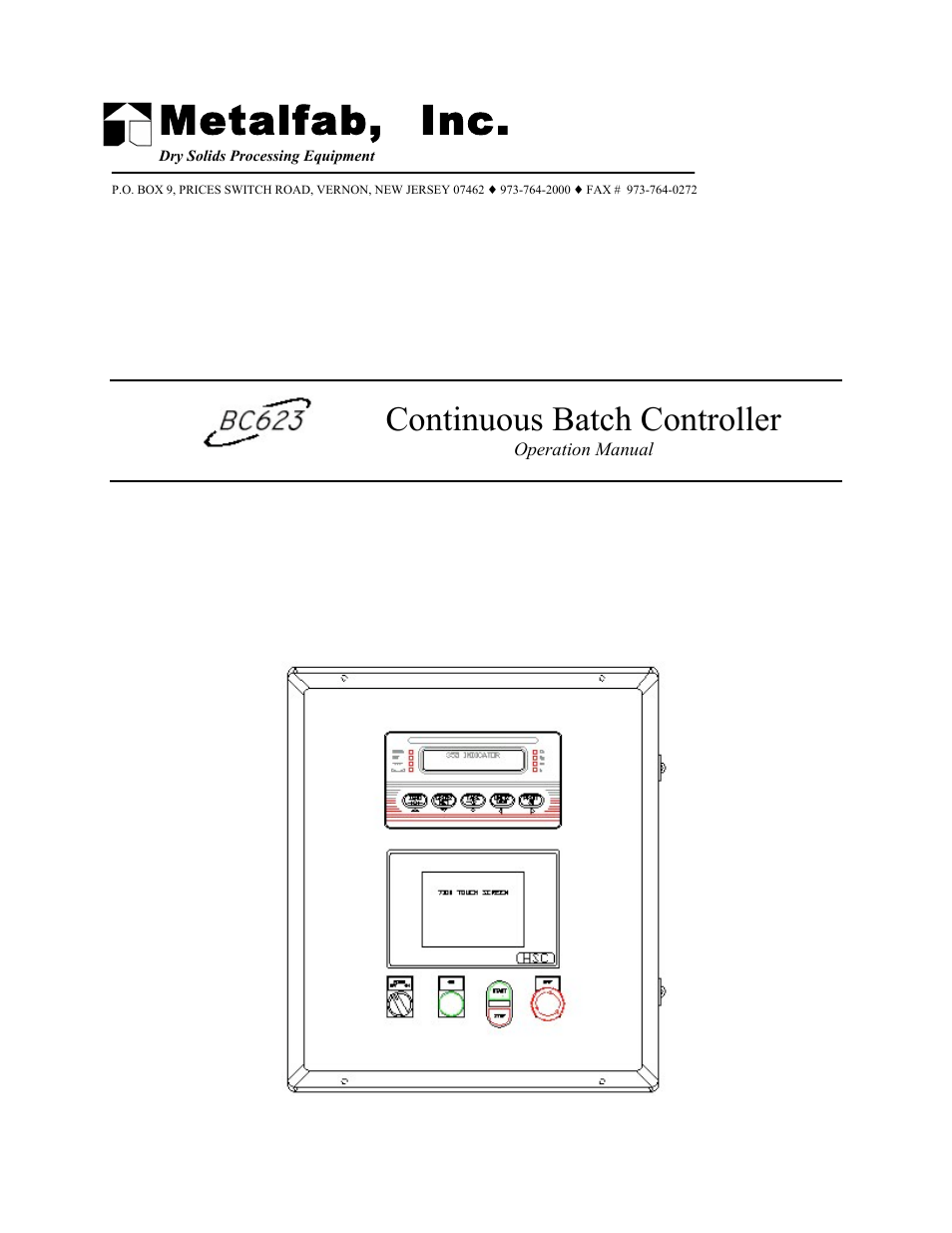 Metalfab Continuous Batch Controller User Manual | 14 pages