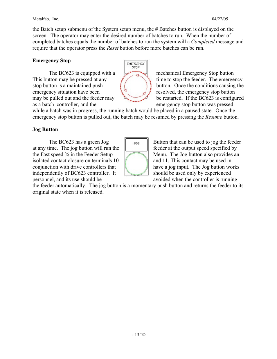 Metalfab Continuous Batch Controller User Manual | Page 13 / 14