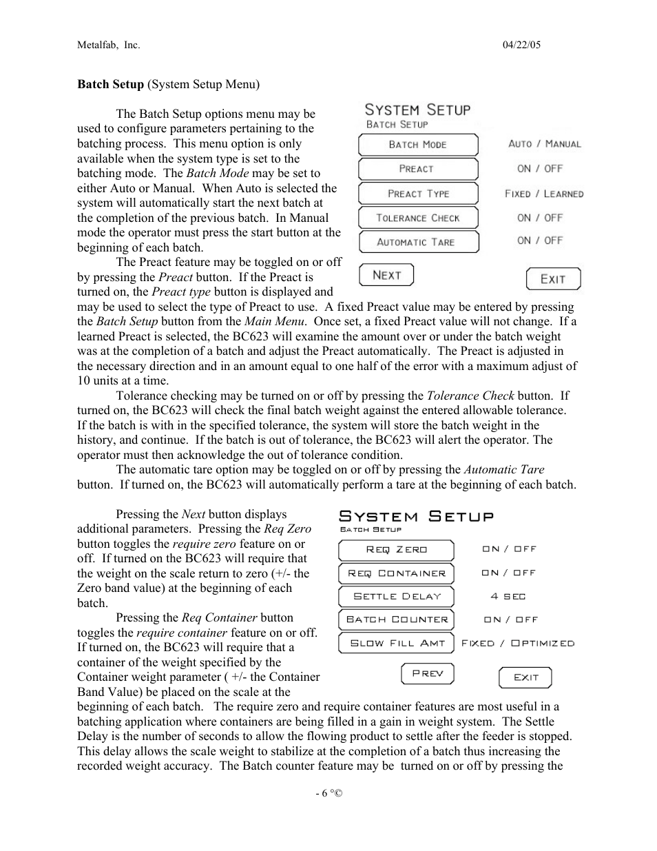 Metalfab Continuous Batch Controller User Manual | Page 6 / 14