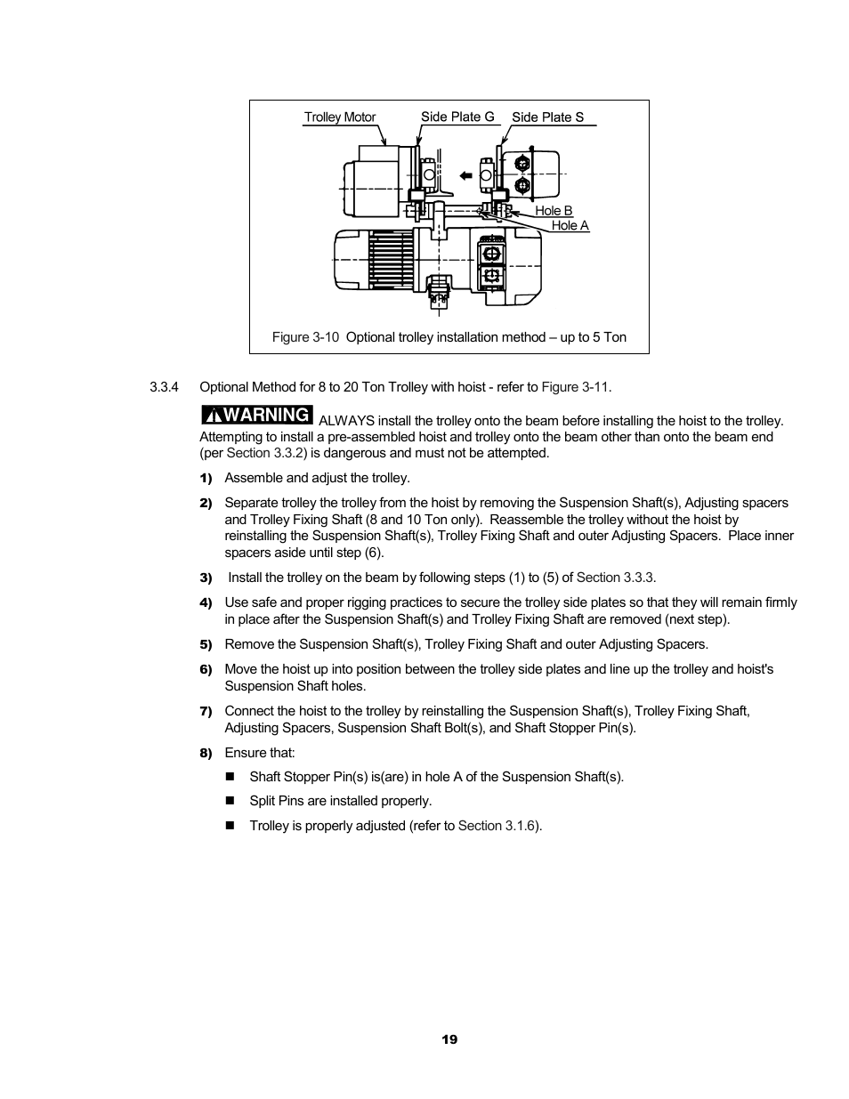 Warning | Metalfab Motorized Trolley MR Series User Manual | Page 19 / 64