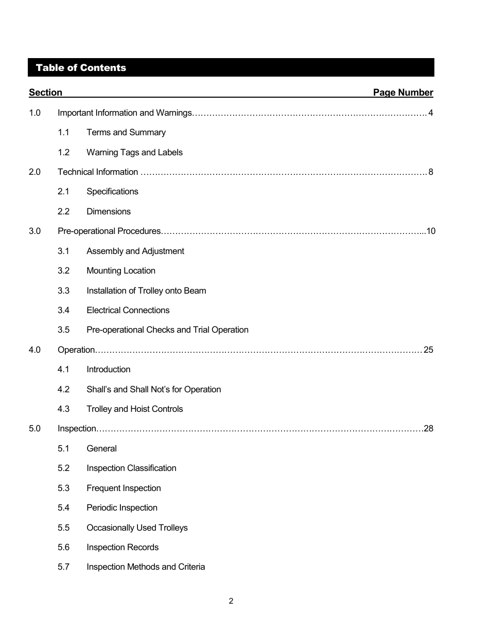 Metalfab Motorized Trolley MR Series User Manual | Page 2 / 64