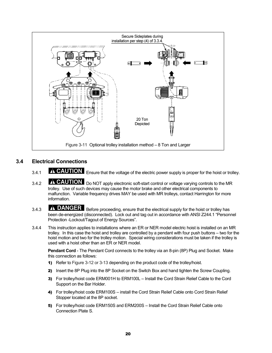 Caution, Danger | Metalfab Motorized Trolley MR Series User Manual | Page 20 / 64