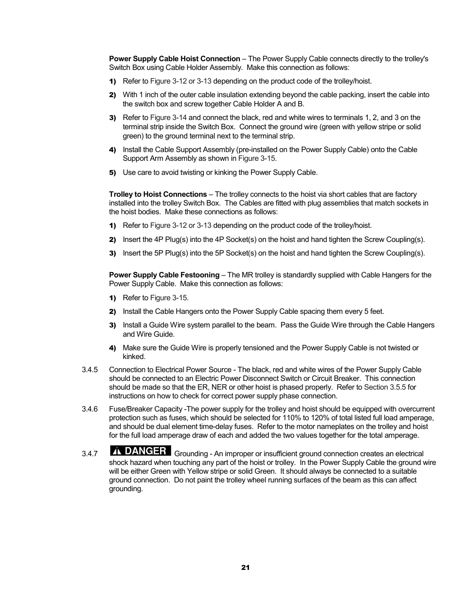 Danger | Metalfab Motorized Trolley MR Series User Manual | Page 21 / 64