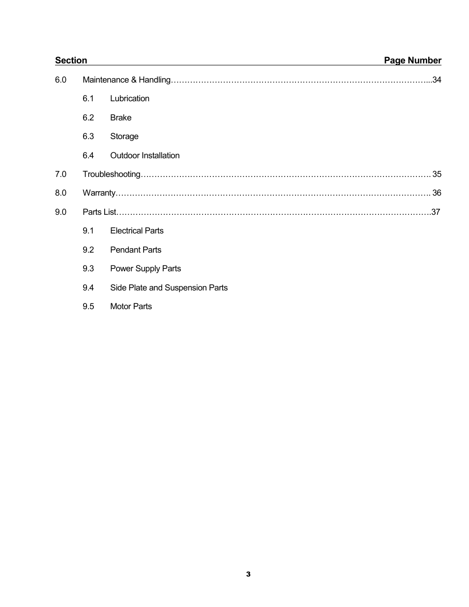 Metalfab Motorized Trolley MR Series User Manual | Page 3 / 64