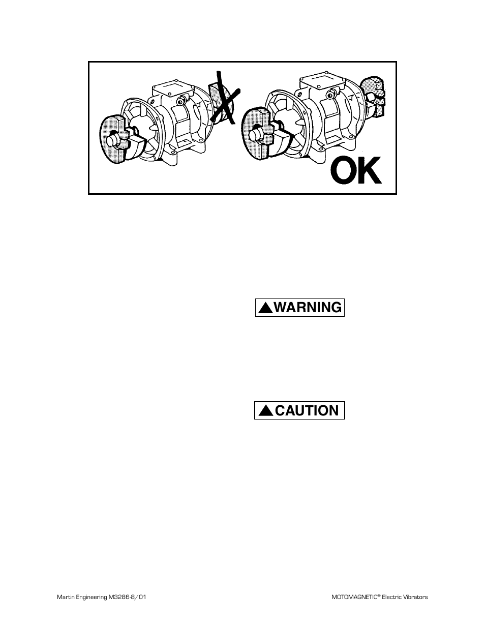 Initial start up/ checking line current, Warning, Caution | After installation | Metalfab Martin Motomagnetic Electric Vibrator User Manual | Page 21 / 42