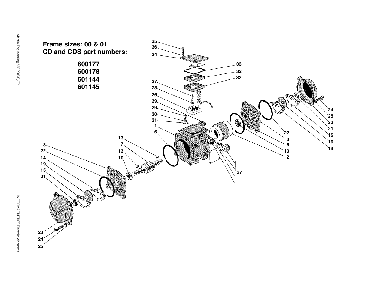 Part numbers | Metalfab Martin Motomagnetic Electric Vibrator User Manual | Page 28 / 42