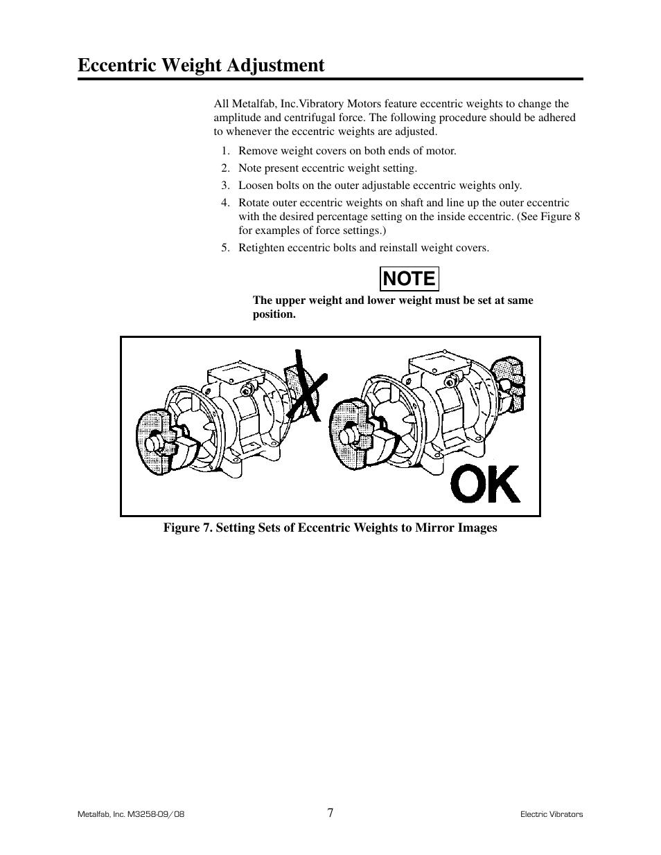 Eccentric weight adjustment | Metalfab Industrial Electric Vibrator User Manual | Page 11 / 26