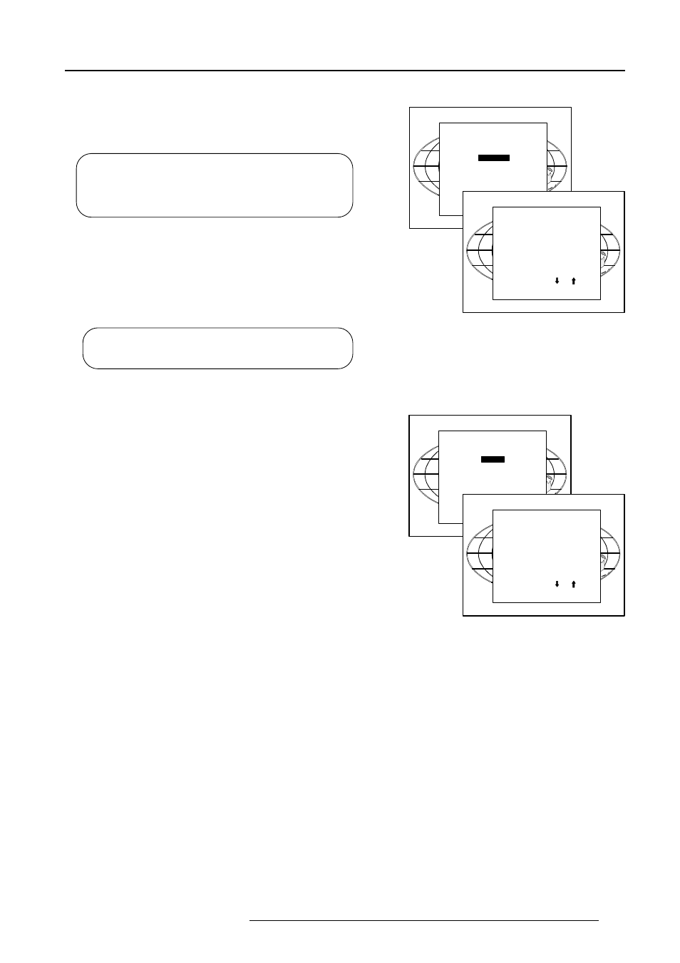 Random access adjustment mode, Focusing, Focusing color select | Midpoint focusing, Top image focusing, Bottom image focusing, Left image focusing, Right image focusing, Blue on source | Barco GRAPHICS 1208S R9000893 User Manual | Page 28 / 55