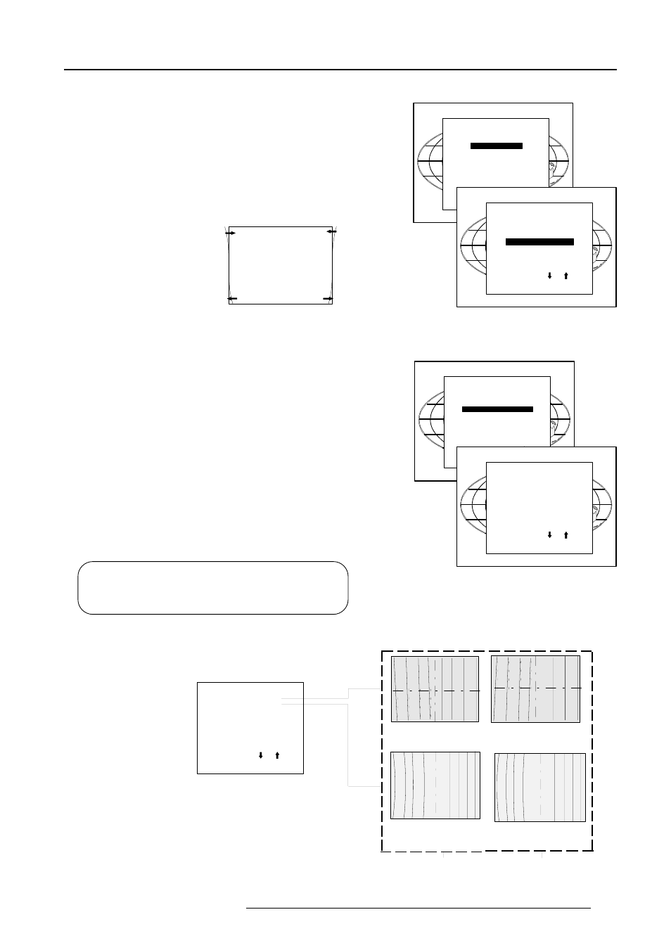 Random access adjustment mode, Seagull correction, Left side correction | Enter, Exit, Adjust | Barco GRAPHICS 1208S R9000893 User Manual | Page 32 / 55