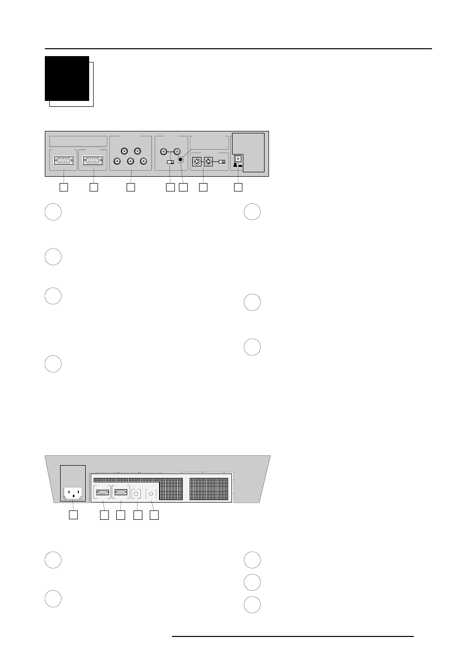 Location and function of controls, Rear panel terminology, Front panel terminology | Location and functions of control | Barco GRAPHICS 1208S R9000893 User Manual | Page 8 / 55