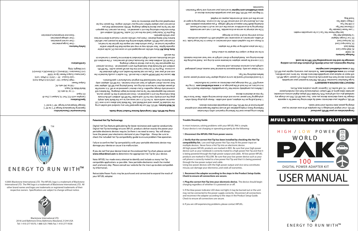 MFuel World Pak 100 User Manual | 2 pages