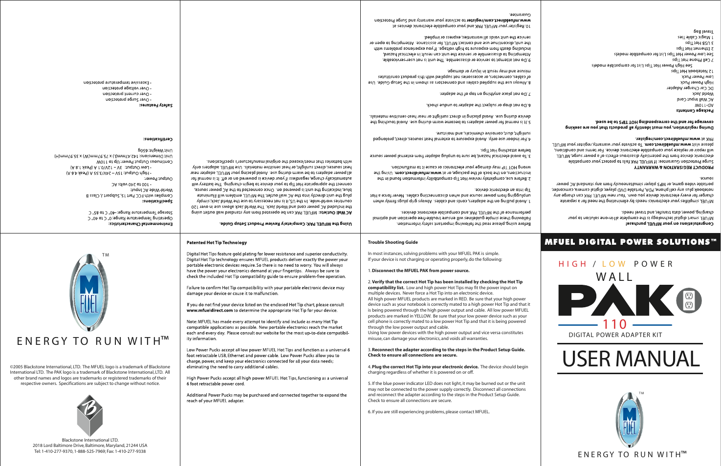 MFuel Wall Pak 110 User Manual | 2 pages