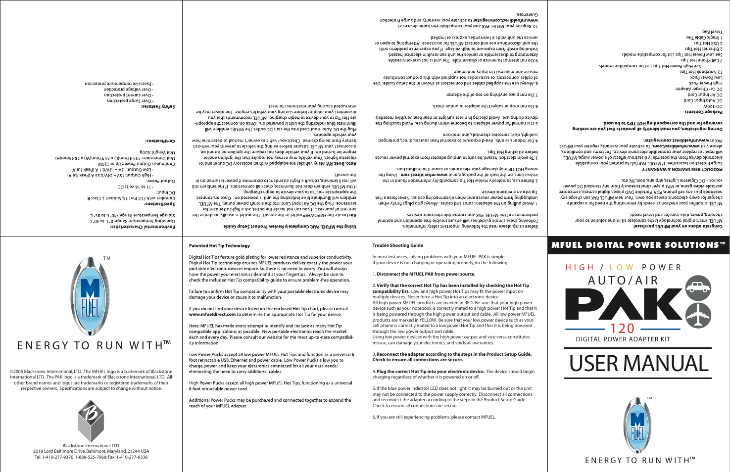 MFuel Auto/Air Pak 120 User Manual | 2 pages