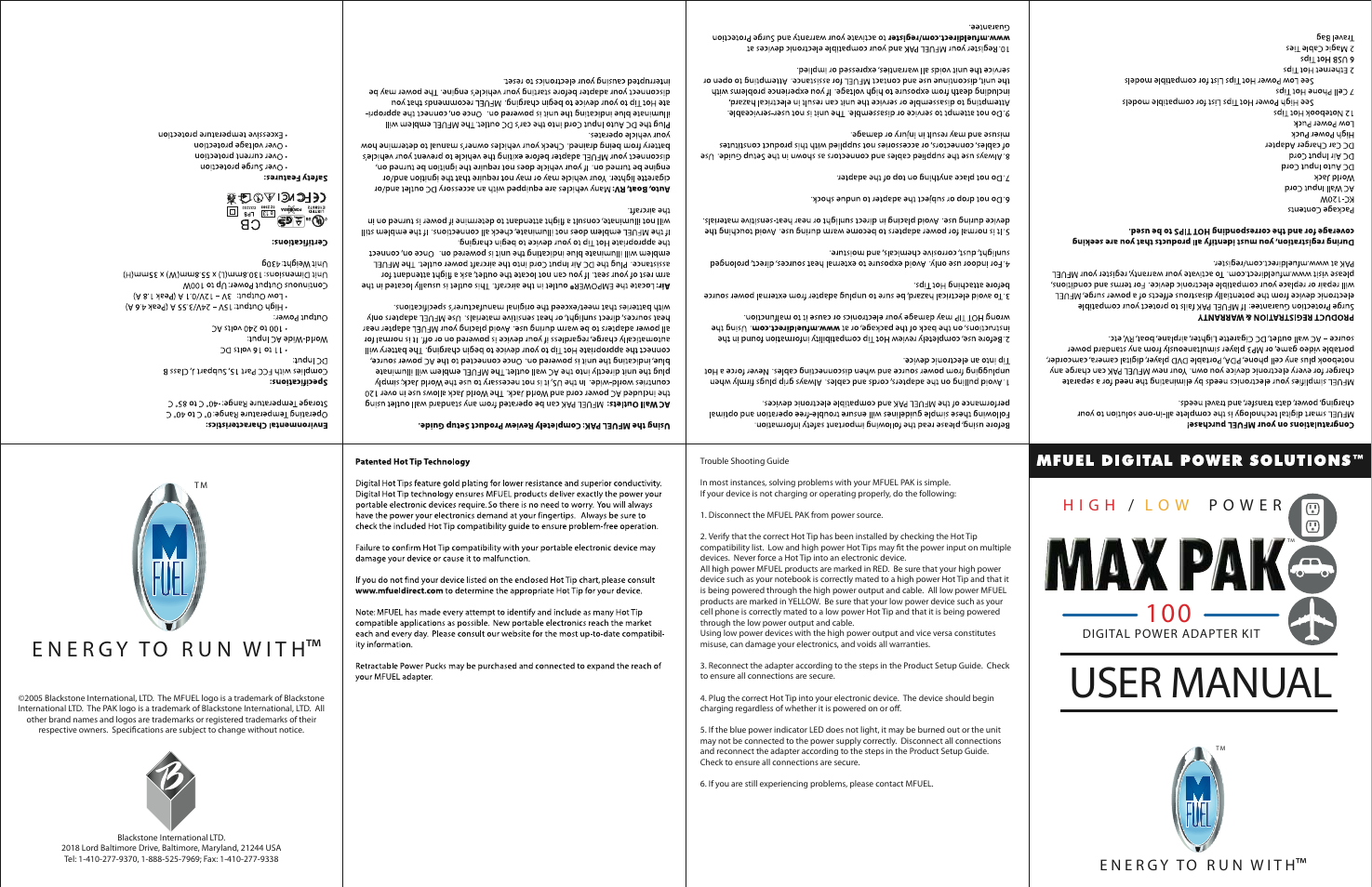 MFuel Max Pak 100 User Manual | 2 pages
