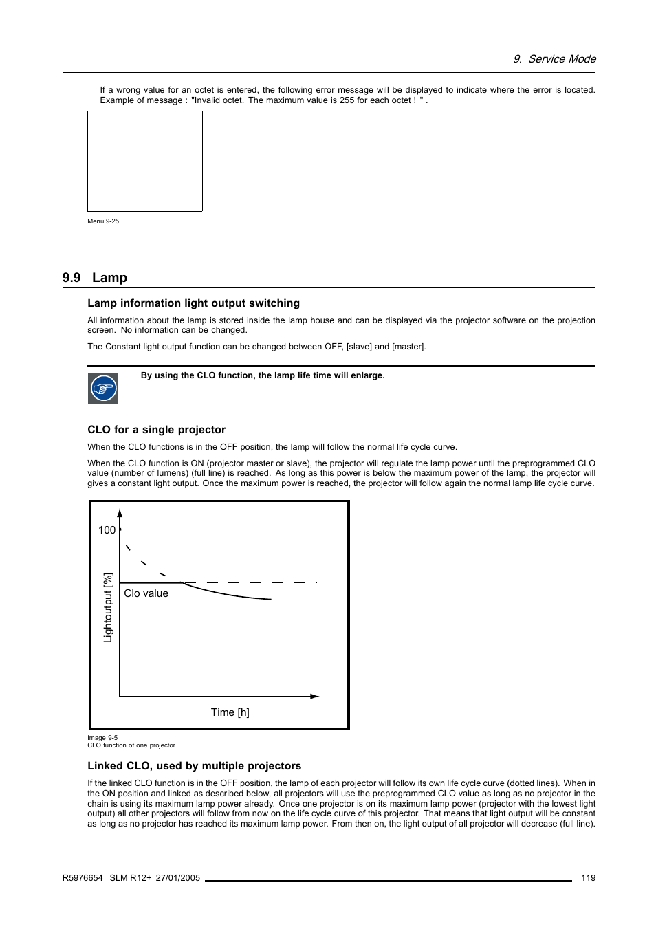 9 lamp, Lamp | Barco SLM R12+ User Manual | Page 123 / 159