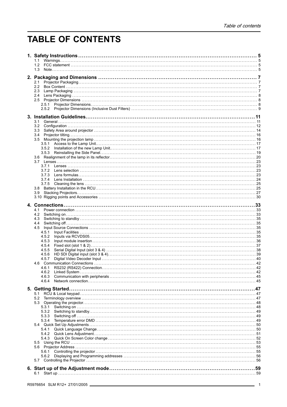 Barco SLM R12+ User Manual | Page 5 / 159