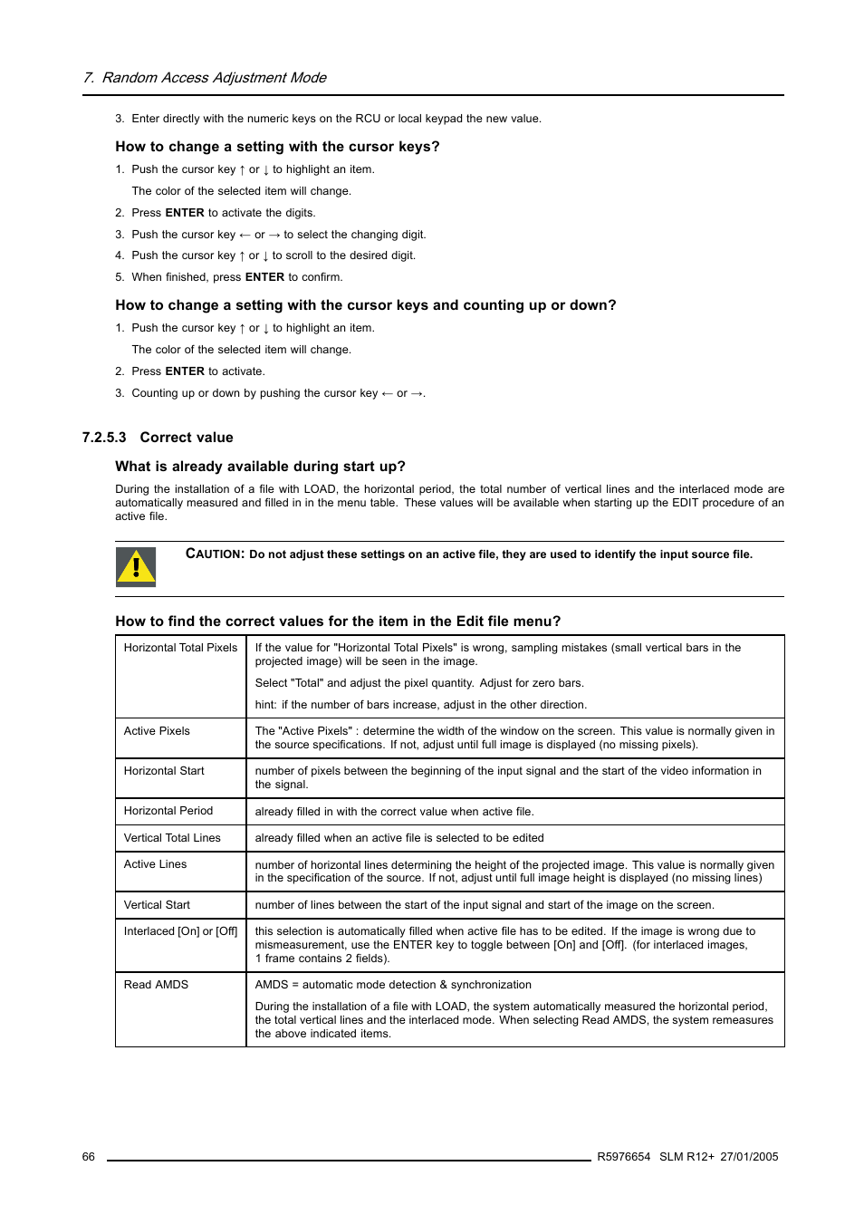 3 correct value, Correct value | Barco SLM R12+ User Manual | Page 70 / 159