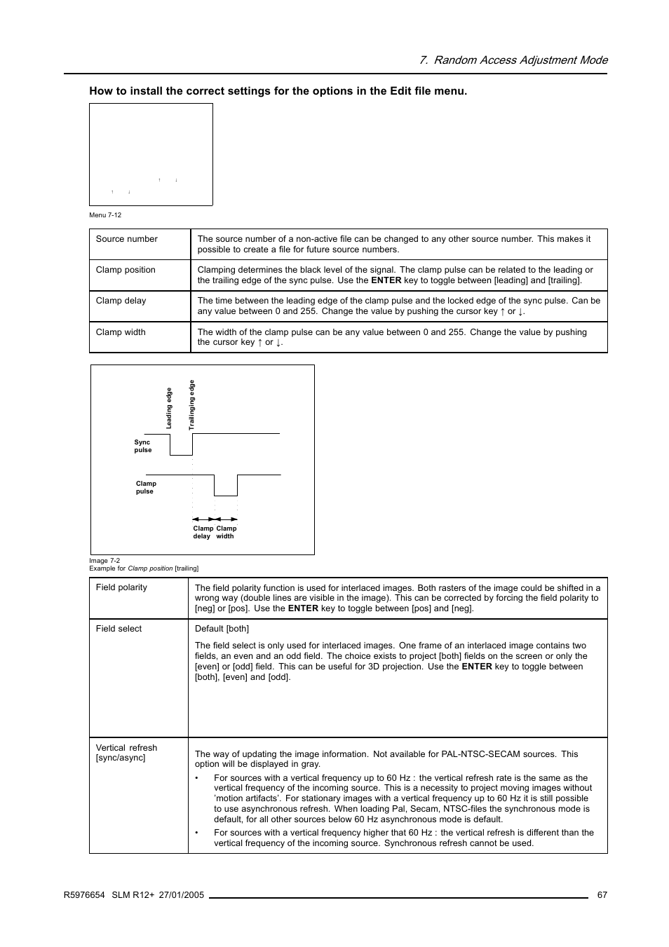 Random access adjustment mode | Barco SLM R12+ User Manual | Page 71 / 159