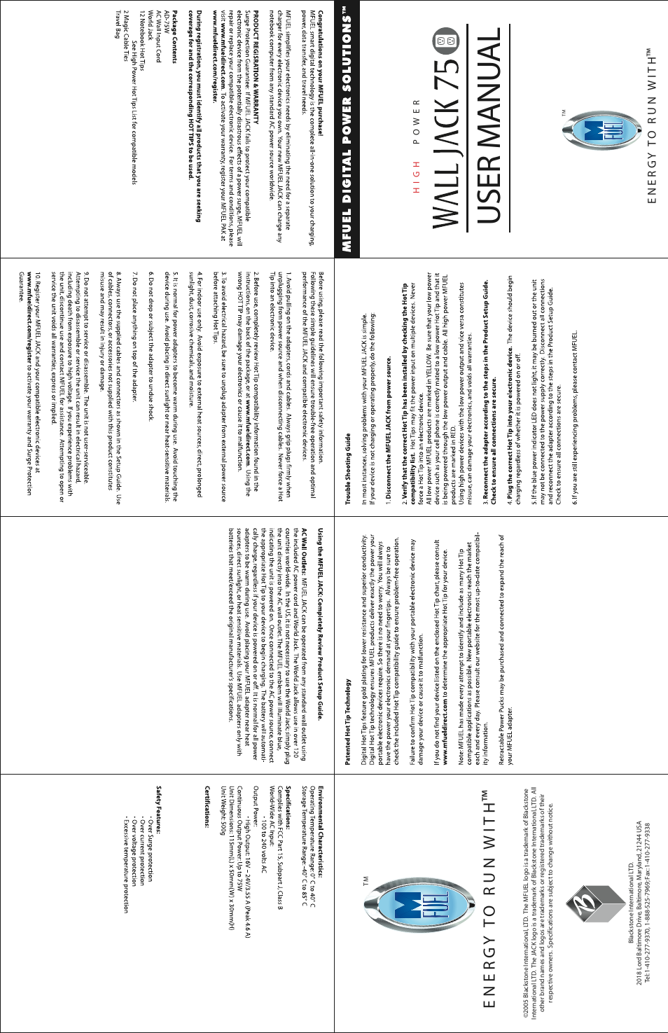 MFuel Wall Jack 75 User Manual | 2 pages