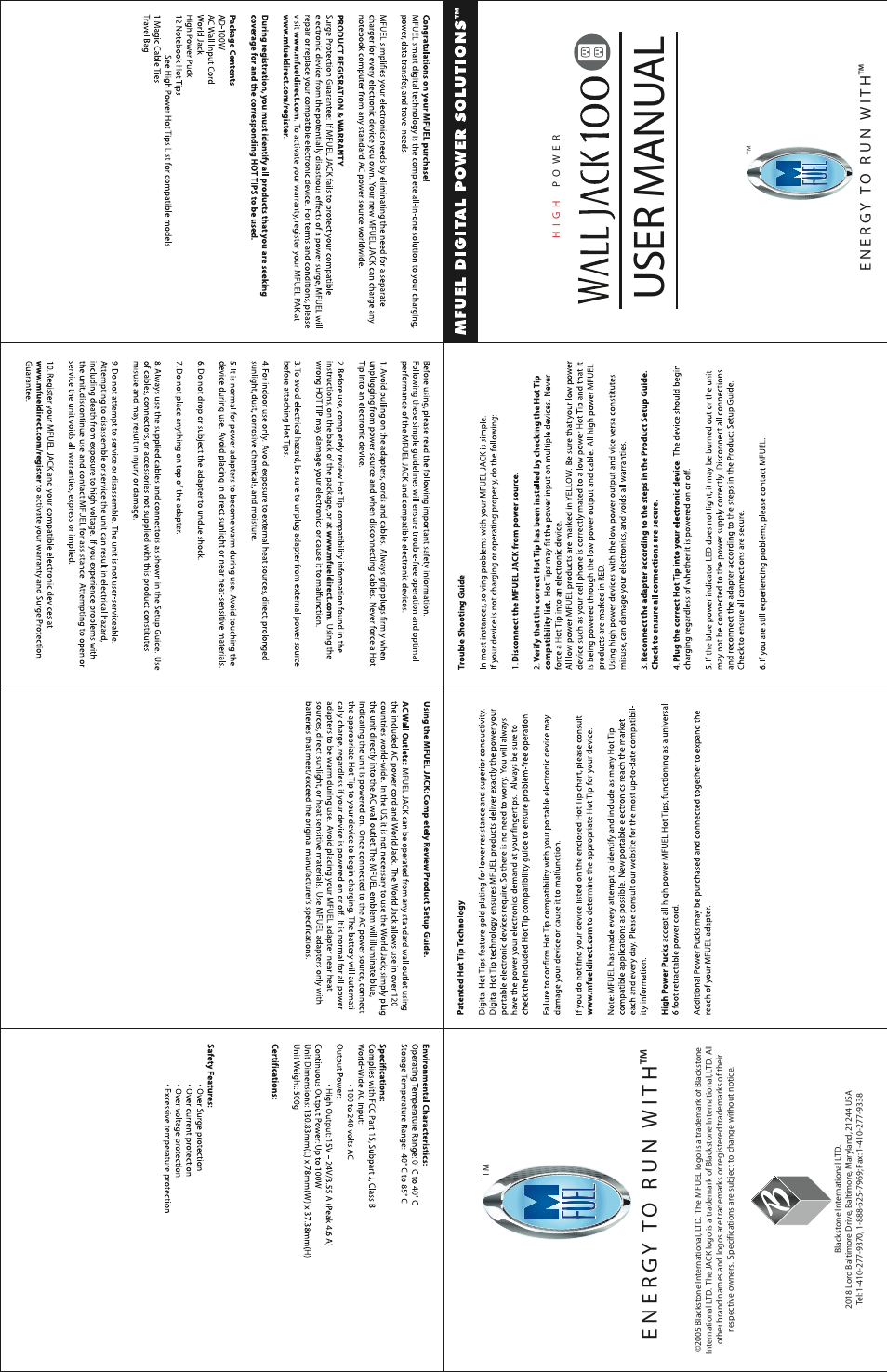 MFuel Wall Jack 100 User Manual | 2 pages