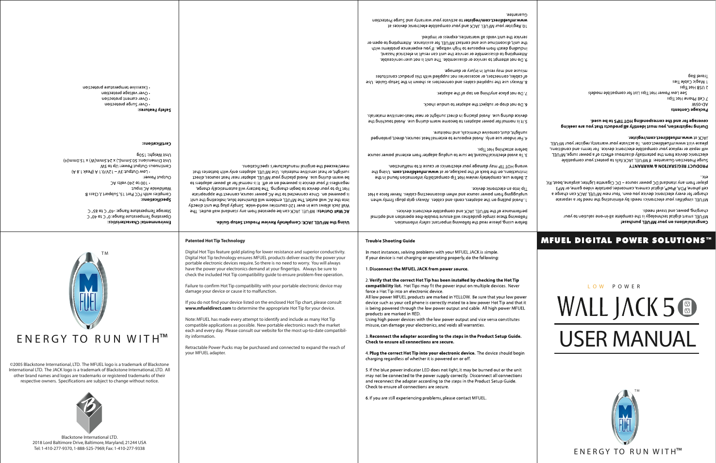 MFuel Wall Jack 5 User Manual | 2 pages