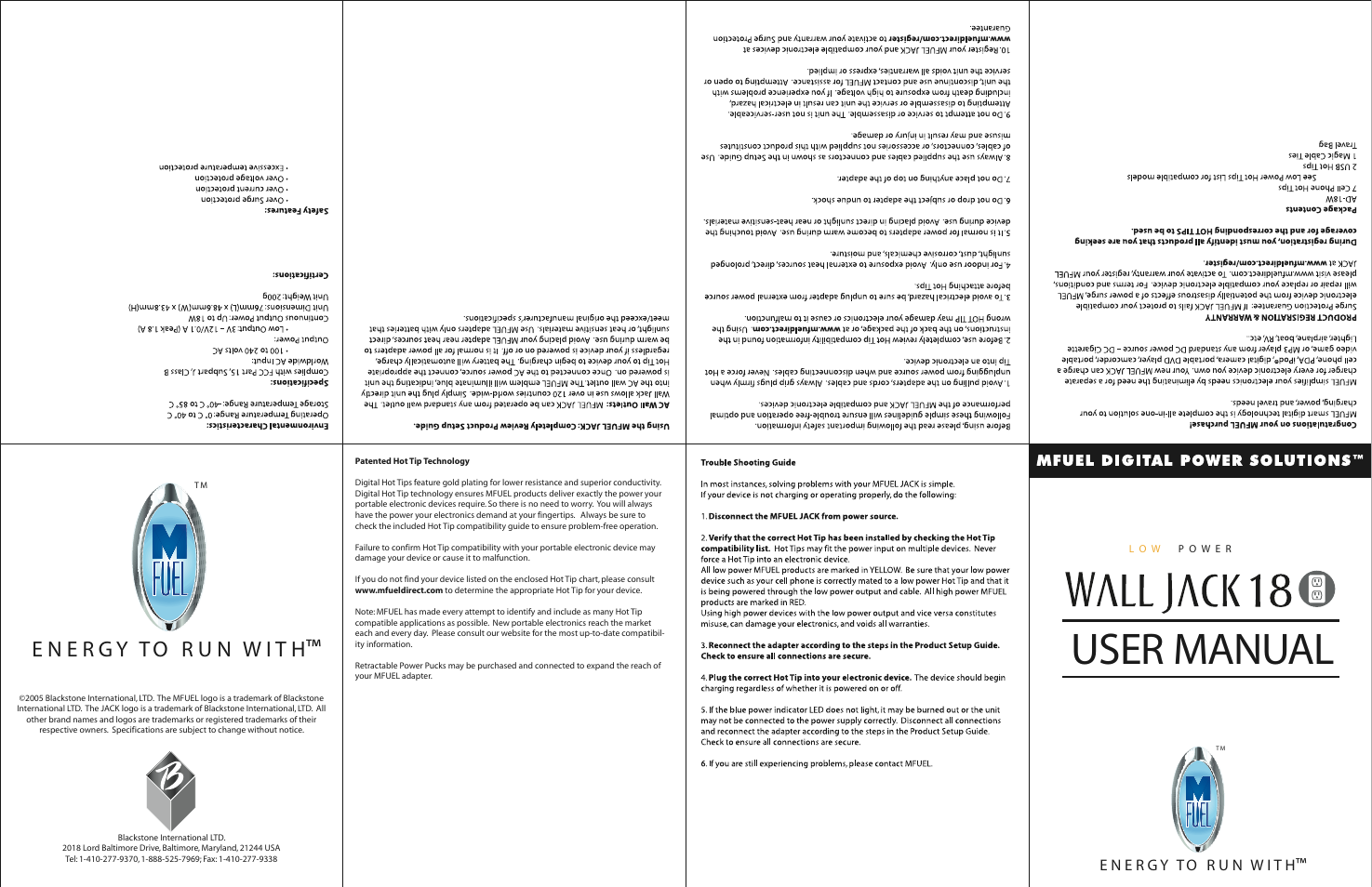 MFuel Wall Jack 18 User Manual | 2 pages