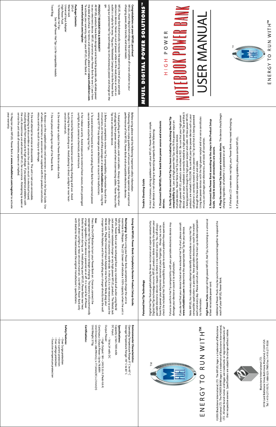 MFuel Notebook Power Bank User Manual | 2 pages