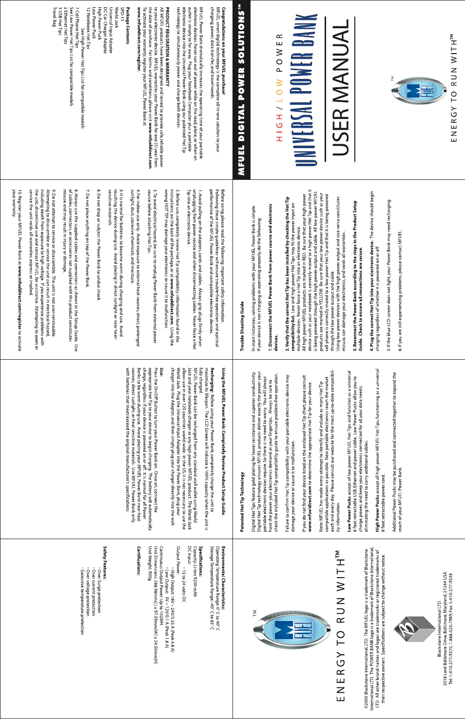 MFuel Universal Power Bank User Manual | 2 pages