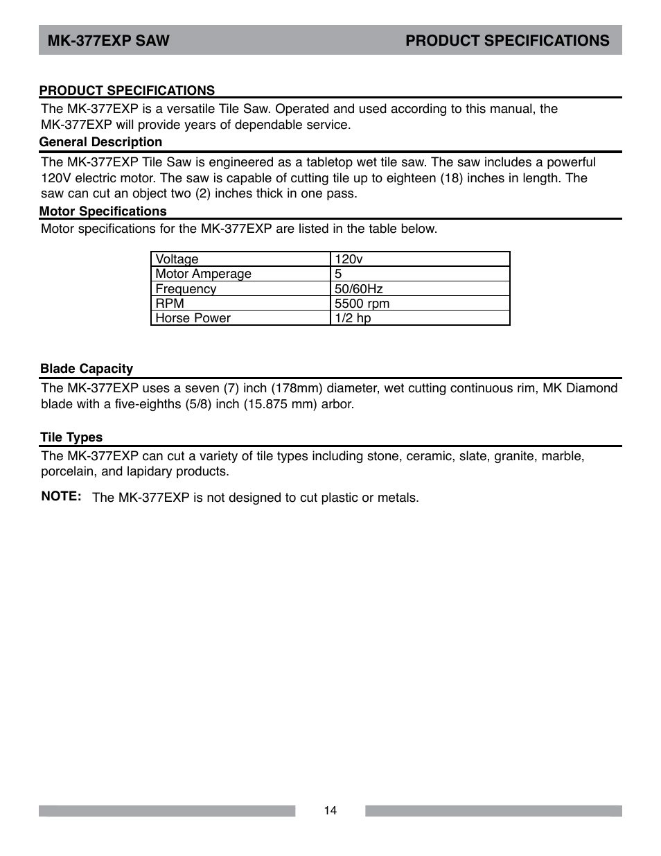 MK Diamond MK-377EXP User Manual | Page 14 / 40