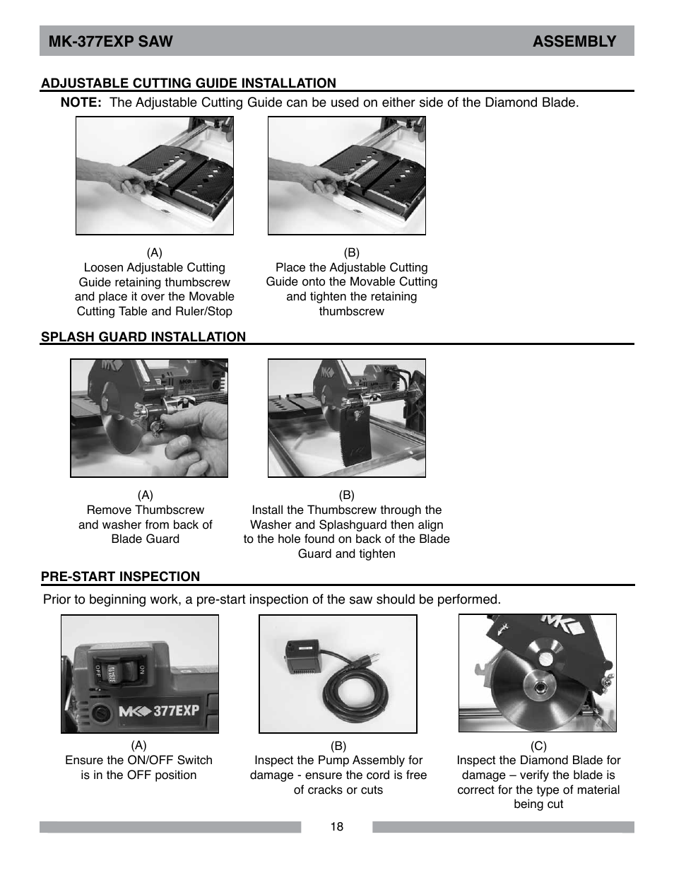 Mk-377exp saw assembly | MK Diamond MK-377EXP User Manual | Page 18 / 40