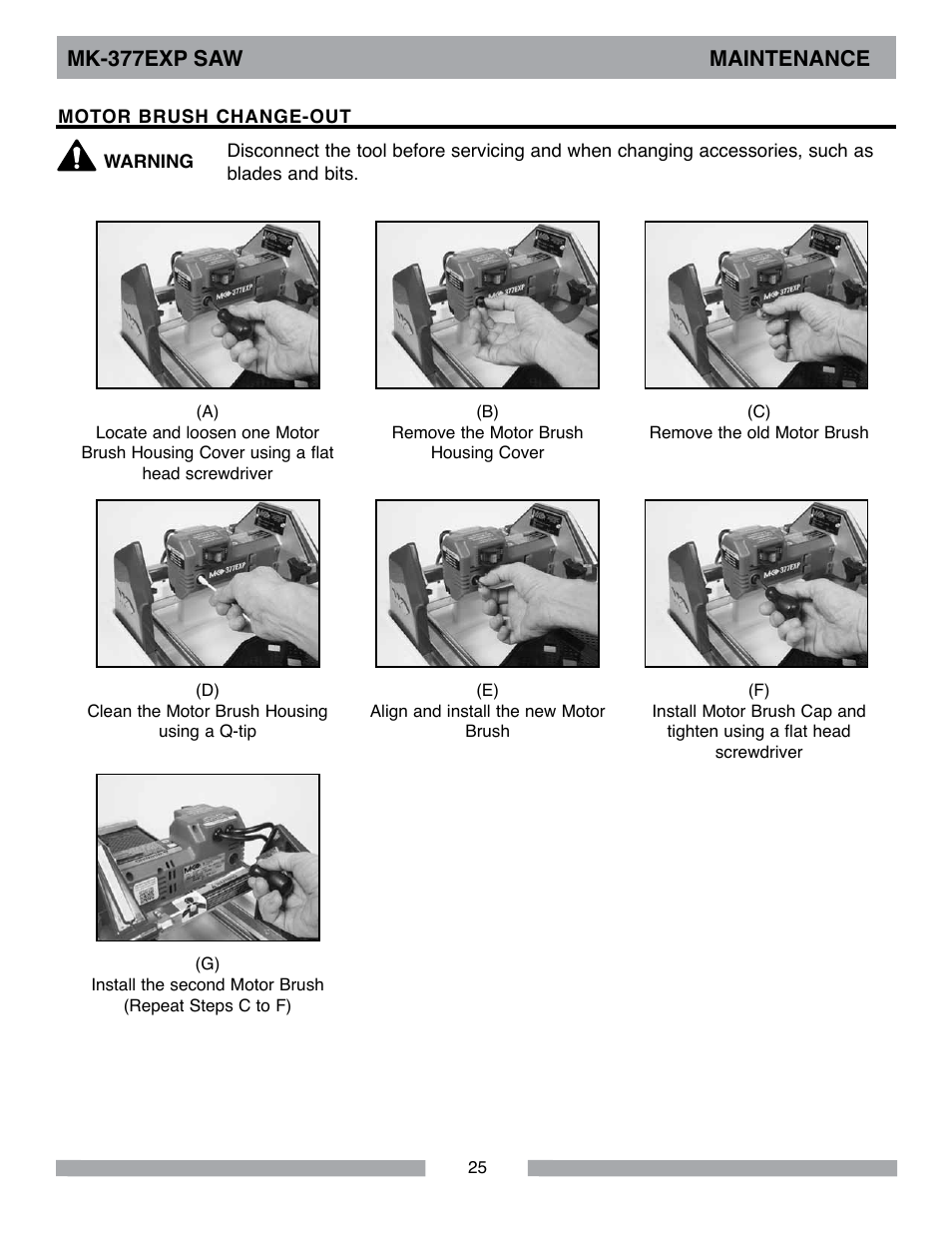 Mk-377exp saw maintenance | MK Diamond MK-377EXP User Manual | Page 25 / 40