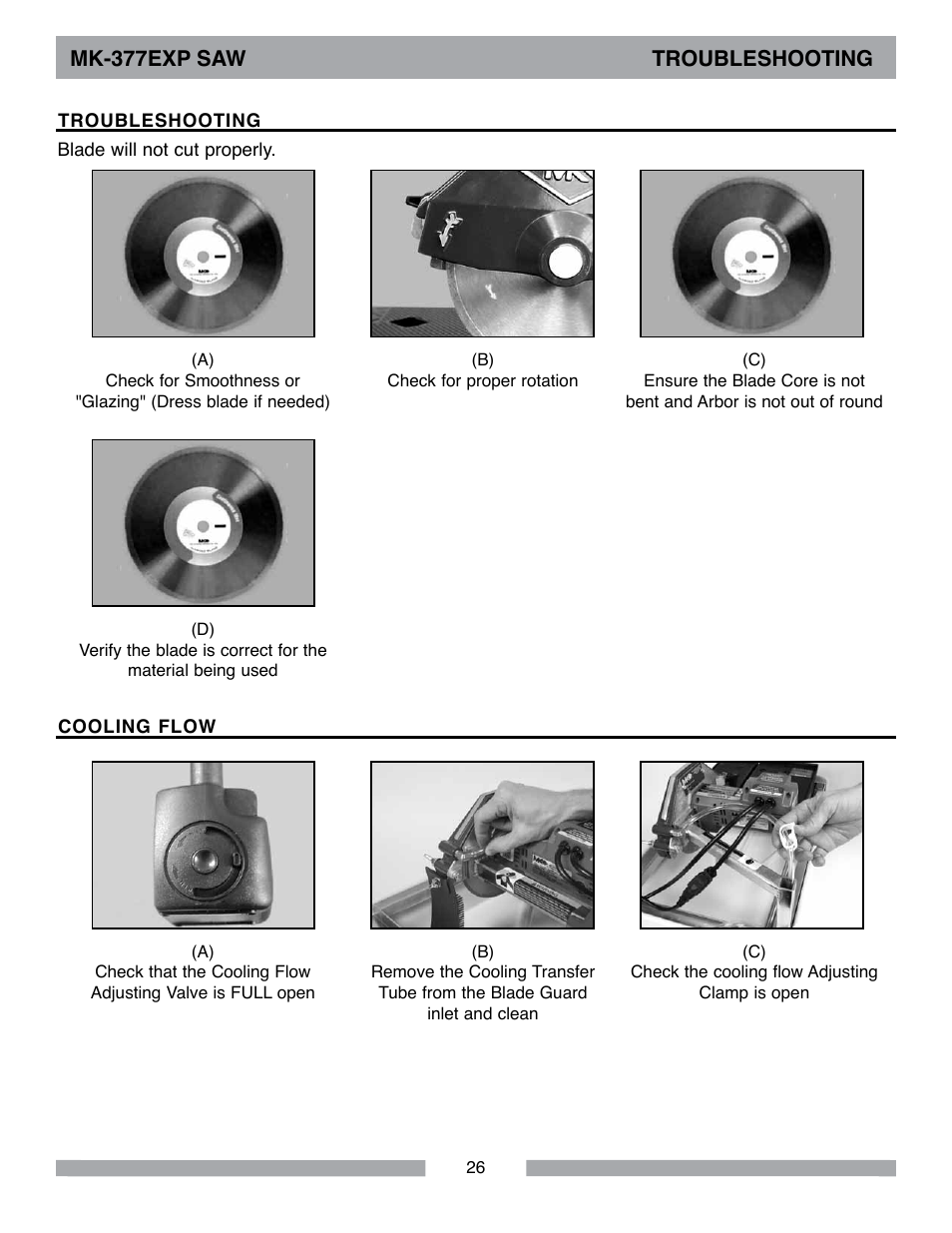 Mk-377exp saw troubleshooting | MK Diamond MK-377EXP User Manual | Page 26 / 40