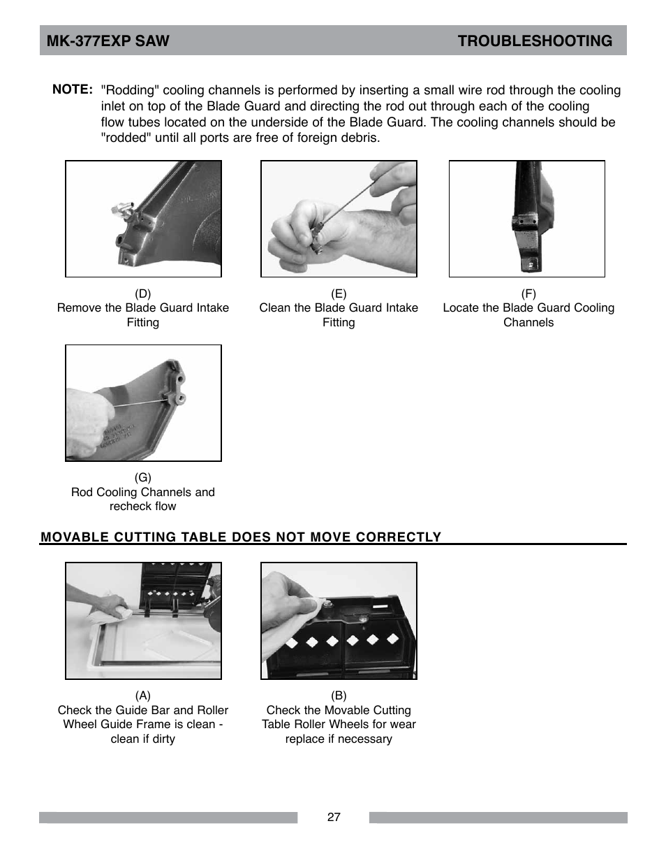 Mk-377exp saw troubleshooting | MK Diamond MK-377EXP User Manual | Page 27 / 40