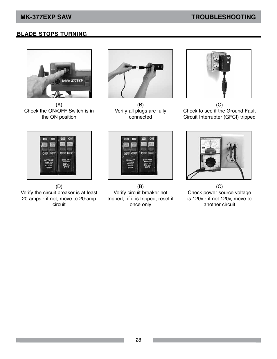Mk-377exp saw troubleshooting | MK Diamond MK-377EXP User Manual | Page 28 / 40