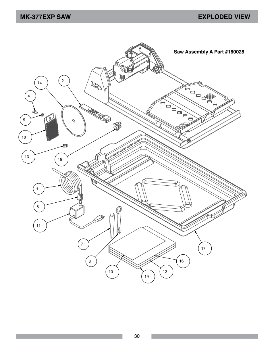 Mk-377exp saw exploded view | MK Diamond MK-377EXP User Manual | Page 30 / 40