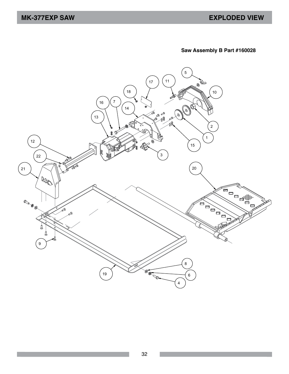 Mk-377exp saw exploded view | MK Diamond MK-377EXP User Manual | Page 32 / 40